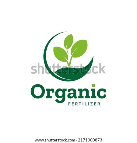 organic fertilizers with green leaf logo design for business product, nature reserves, greening, go green, agriculture, ecology, environment, farming Royalty-Free Stock Photo #2171000873