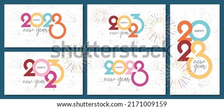 Set of 2023 new year greeting card. 2023 new year design with full color. Typeface number logo design for celebrate 2023 new year, calendar and symbol Royalty-Free Stock Photo #2171009159