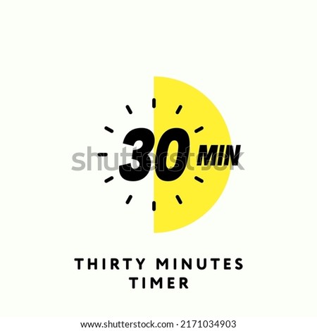 30 Minutes Timer Icon, Modern Flat Design. Clock, Stopwatch, Chronometer Showing Thirty Minutes (Half of Hour) Label. Cooking time, Countdown Indication. Isolated Vector eps. Royalty-Free Stock Photo #2171034903