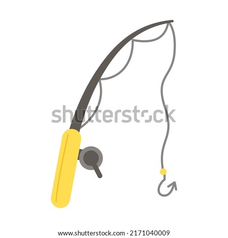 Vector picture of hand drawn fishing rod isolated on white background.
