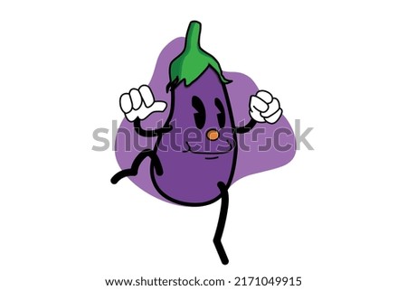 Cut eggplant character. Eggplant vector illustration. Flat eggplant illustration. Eggplant illustration. Cut character. Eggplants vector. Flat illustration. Cut vegetables character.  Royalty-Free Stock Photo #2171049915