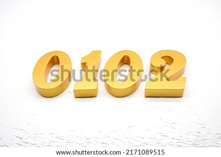 Number 0102 is made of gold-plated teak, 1 cm thick, laid on a white painted aerated brick floor, giving good 3D visibility.                                       