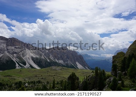 Panoramic view of the Dolomites in Val Gardena, Alto adige