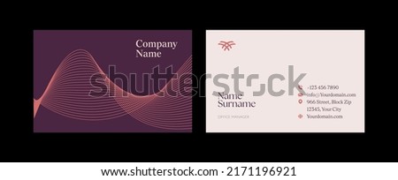Business Card Template Design Abstract Modern Icon Color for Luxury Presentation of Simple Corporate Identity Concept Minimal Elegant Brand Set of Creative Contact Information in Vector Illustration. Royalty-Free Stock Photo #2171196921