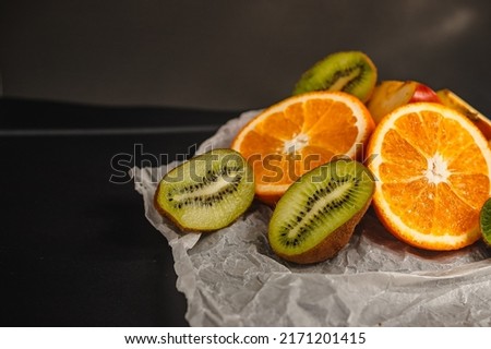 Luxurious fruit background. Studio photography of various fruits isolated on black background. Copy space. high resolution product