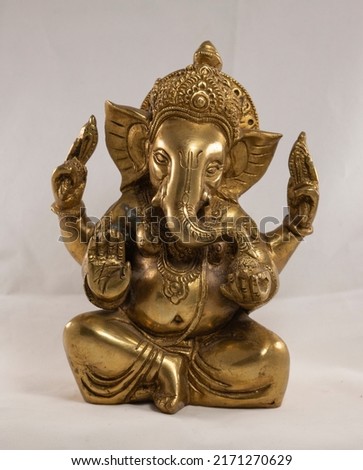 Bronze statuette of Ganesha. High quality photo Royalty-Free Stock Photo #2171270629