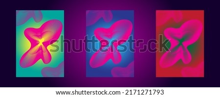 abstract background set Vivid with distorted lines. Poster with vector colorful equalizer, 3d effect and gradient. modern poster background banner design flyer brochure