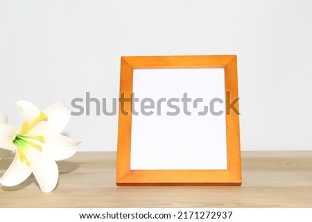 Orange Wood Frame White Flower
