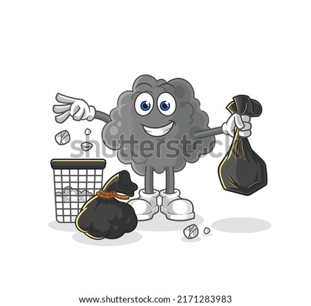 the black cloud Throw garbage mascot. cartoon vector