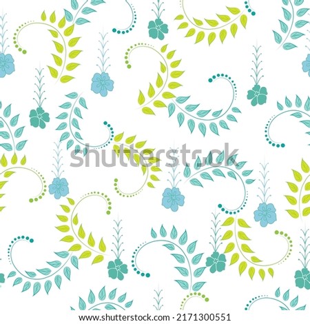 Blue green Vector Hand drawn Seamless pattern Background. 