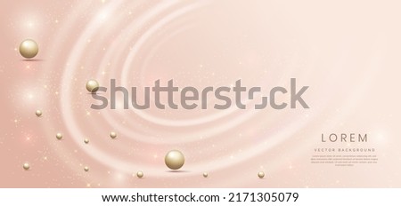 Abstract 3d rose gold background with lines curved sparkle and particles. Luxury style template design. Vector illustration