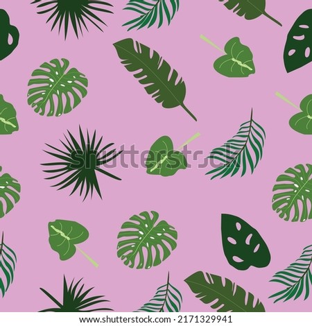 Tropical seamless pattern with on rouse background .Wallpaper fashion illustration.