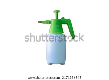 Hand sprayer for irrigation, foliar feeding or creating a humid climate for plants in greenhouses isolated on a white background.