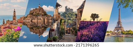 Famous landmarks collage in France Royalty-Free Stock Photo #2171396265