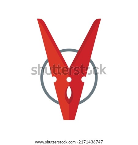 Clothes pin peg icon. Flat illustration of clothes pin peg vector icon isolated on white background