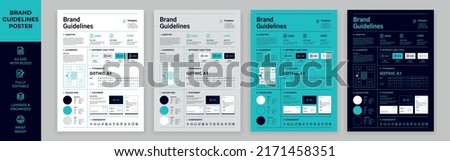 DIN A3 Brand Guidelines Poster Layout Set, Brand Manual Templates, Simple style and modern layout Brand Identity, Brand Guidelines Royalty-Free Stock Photo #2171458351