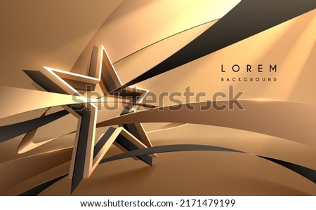 Black and gold star shape with ribbons