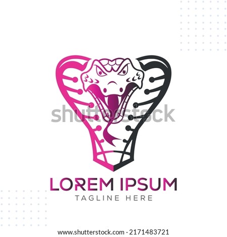 Tech Cobra Logo Design Vector Template In Modern Creative Minimal Style