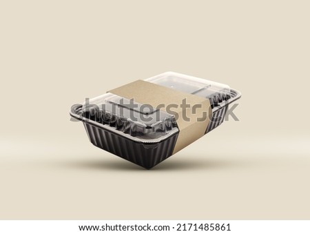 Plastic Food Packaging Tray With Clear Plastic Cover mockup Royalty-Free Stock Photo #2171485861