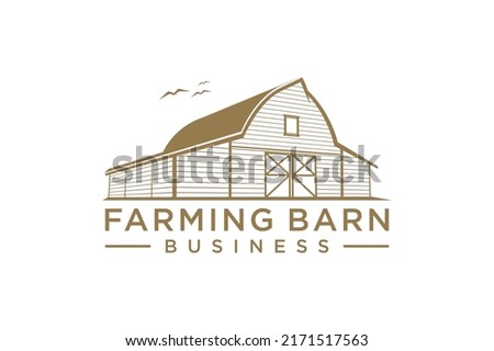 Farming barn logo design rustic vintage style wooden house rural countryside traditional building icon symbol Royalty-Free Stock Photo #2171517563
