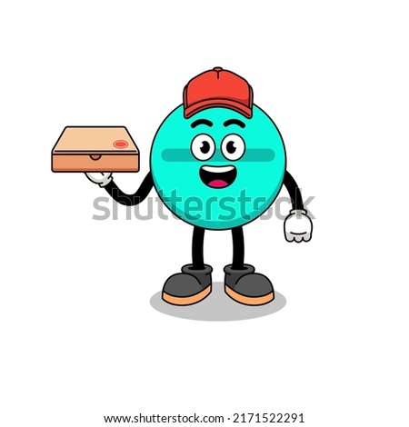 medicine tablet illustration as a pizza deliveryman , character design