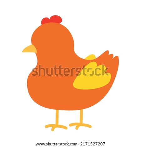 Cute Flat Hen Chicken Farm Collection Graphic Image in White Background