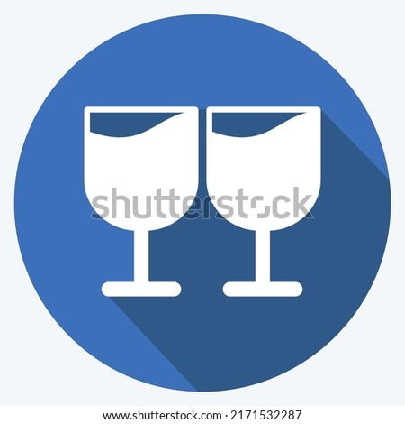Icon Goblets. suitable for Wedding symbol. long shadow style. simple design editable. design template vector. simple symbol illustration