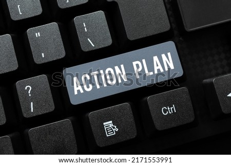Text caption presenting Action Plan. Conceptual photo list of things or schedule to be made thia current year 