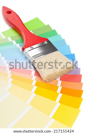 Color chart guide with brush on white background