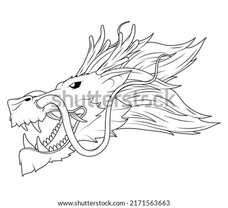chinese dragon head profile draw