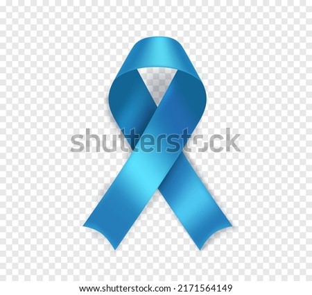 Prostate cancer awareness symbol. Light blue ribbon isolated on transparent background