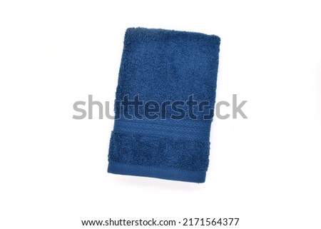 Navy Blue bath towel top view isolated white background Royalty-Free Stock Photo #2171564377