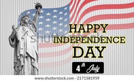 Independence Day in USA 4th of July with Statue of Liberty on black and white background. Poster, web banner design Vector illustration