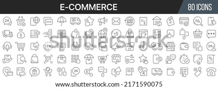 E-commerce and online shopping line icons collection. Big UI icon set in a flat design. Thin outline icons pack. Vector illustration EPS10 Royalty-Free Stock Photo #2171590075