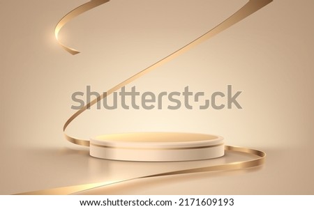 Soft golden podium with ribbons