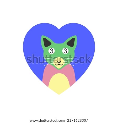 cute cat flat design, shaped love
