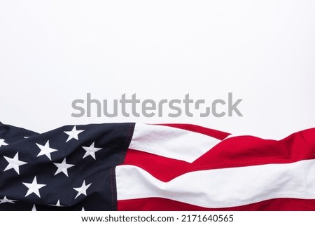 The flag of the United States of America on white background with copy space Royalty-Free Stock Photo #2171640565