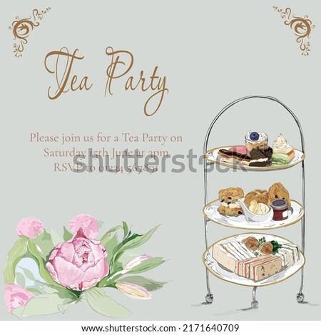 Tea party invitation vector file Royalty-Free Stock Photo #2171640709