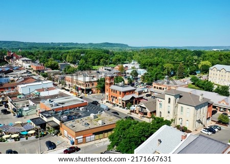 An aerial of Milton, Ontario, Canada on spring day Royalty-Free Stock Photo #2171667631
