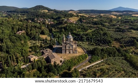 Sanctuary of the Madonna di San Biagio at the village of Montepulciano belongs to the municipality of Filottrano, in the province of Ancona, region Marche. Royalty-Free Stock Photo #2171679543