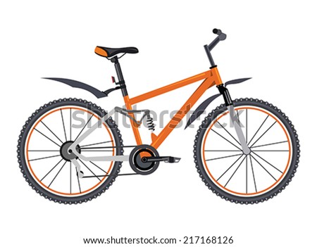 Orange bicycle on white background