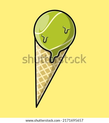 Illustration of ice cream with cream in the shape of a beautiful tennis ball.