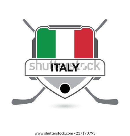 A hockey crest design featuring the flag of Italy