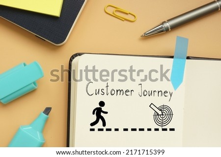 Customer journey map is shown using a text Royalty-Free Stock Photo #2171715399