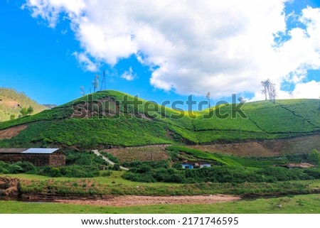 Magnificent View of Tea Plantation from Kannan Devan Hills, Munnar, Kerala, India Royalty-Free Stock Photo #2171746595