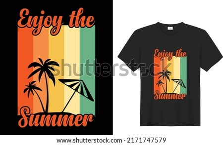 summer t-shirt design template for prints t shirt fashion clothing poster, tote bag, mug and merchandise
