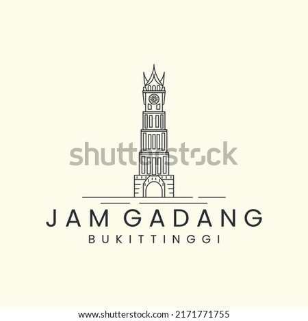 jam gadang with linear style logo icon template design. landmark, tower, clock, bukit tinggi,indonesia, sumatera barat vector illustration