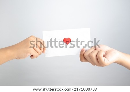 Giving love letters to each other Valentine's Day concept