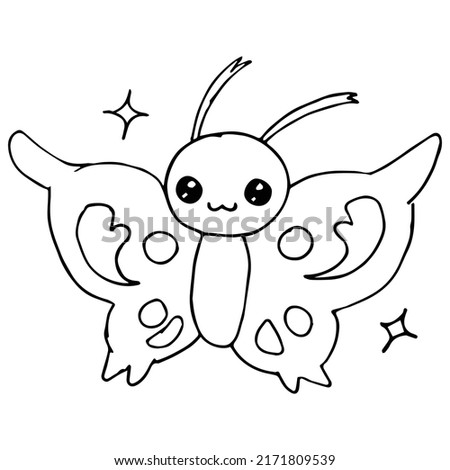 Kids Coloring Pages, Cute Butterfly Character Vector illustration EPS And Image