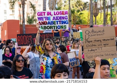 Roe Vs Wade Protest Downtown Los Angeles . High quality photo Royalty-Free Stock Photo #2171816153